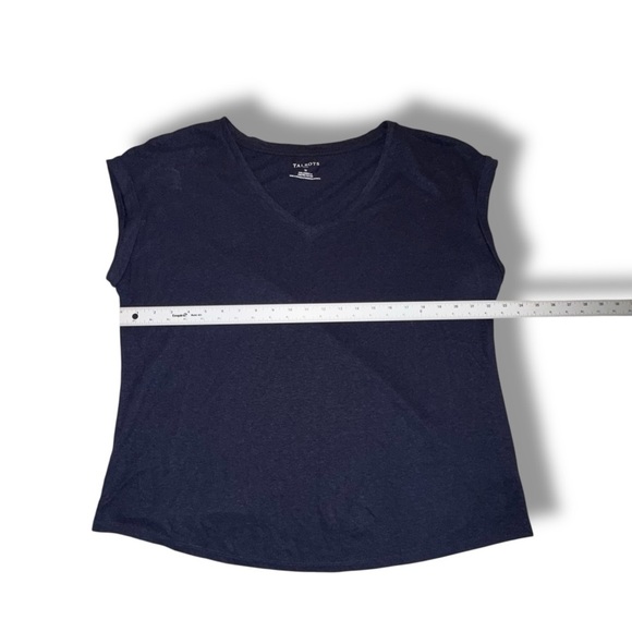 TALBOTS DROP SHOULDER V-NECK TEE - Plus 1X Indigo Blue - Picture 8 of 12
